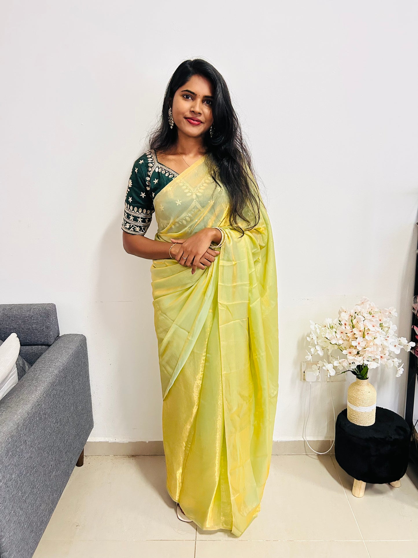SPACE SILK SAREE GREEN-SSG113