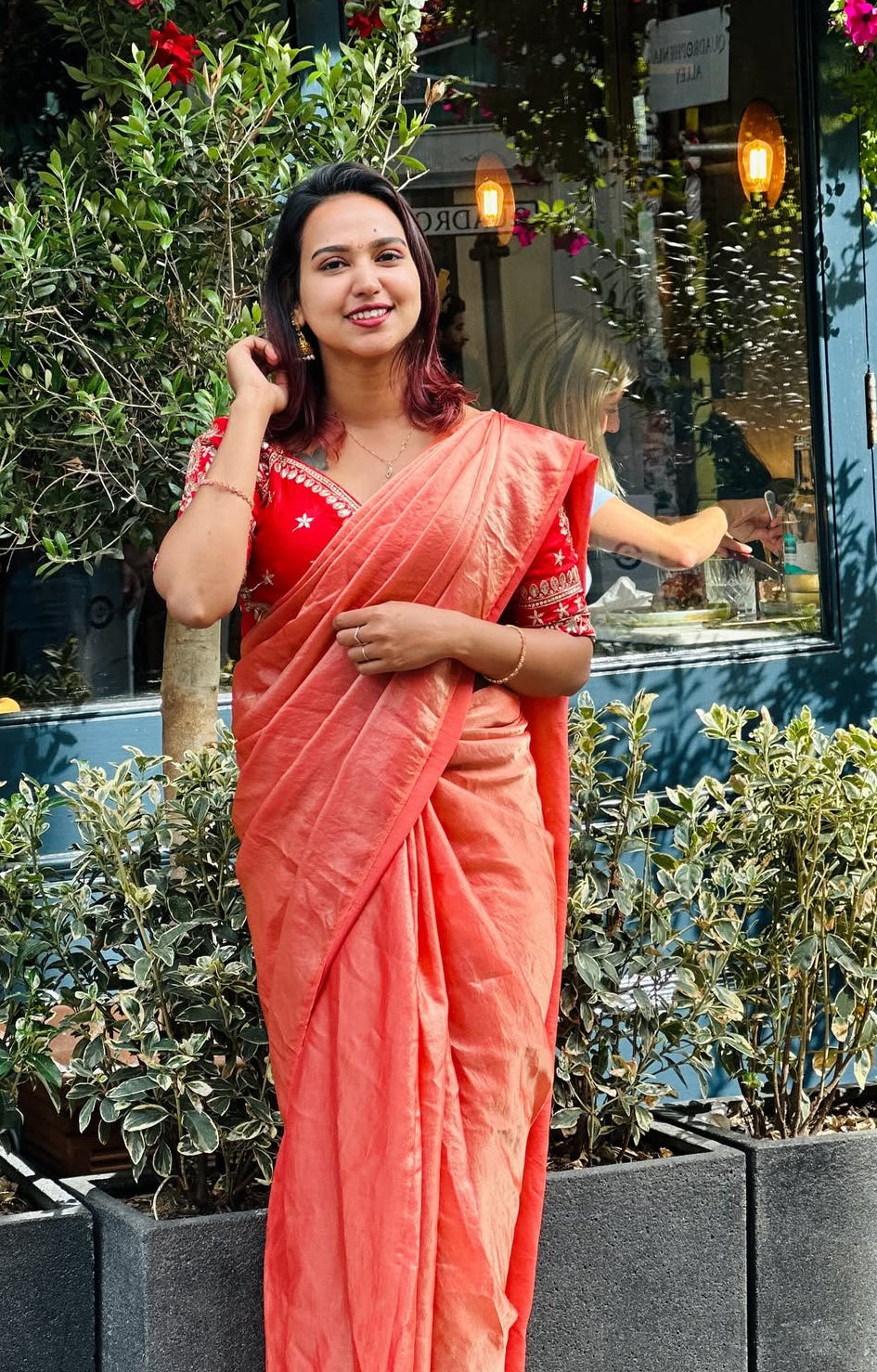 SPACE SILK SAREE-RED-SSR114