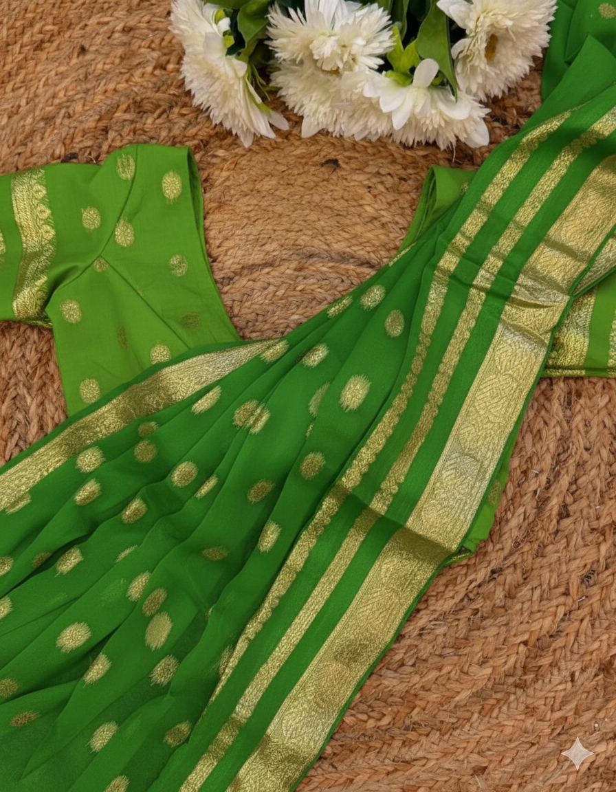 VISCOSE GEORGETTE WITH BIG BUTTAS-colors available