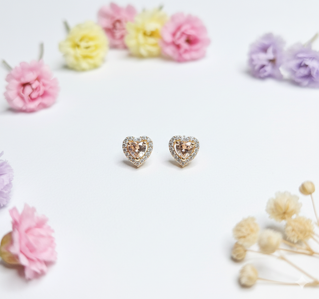 Heart Shaped Earrings-Orange Selenite