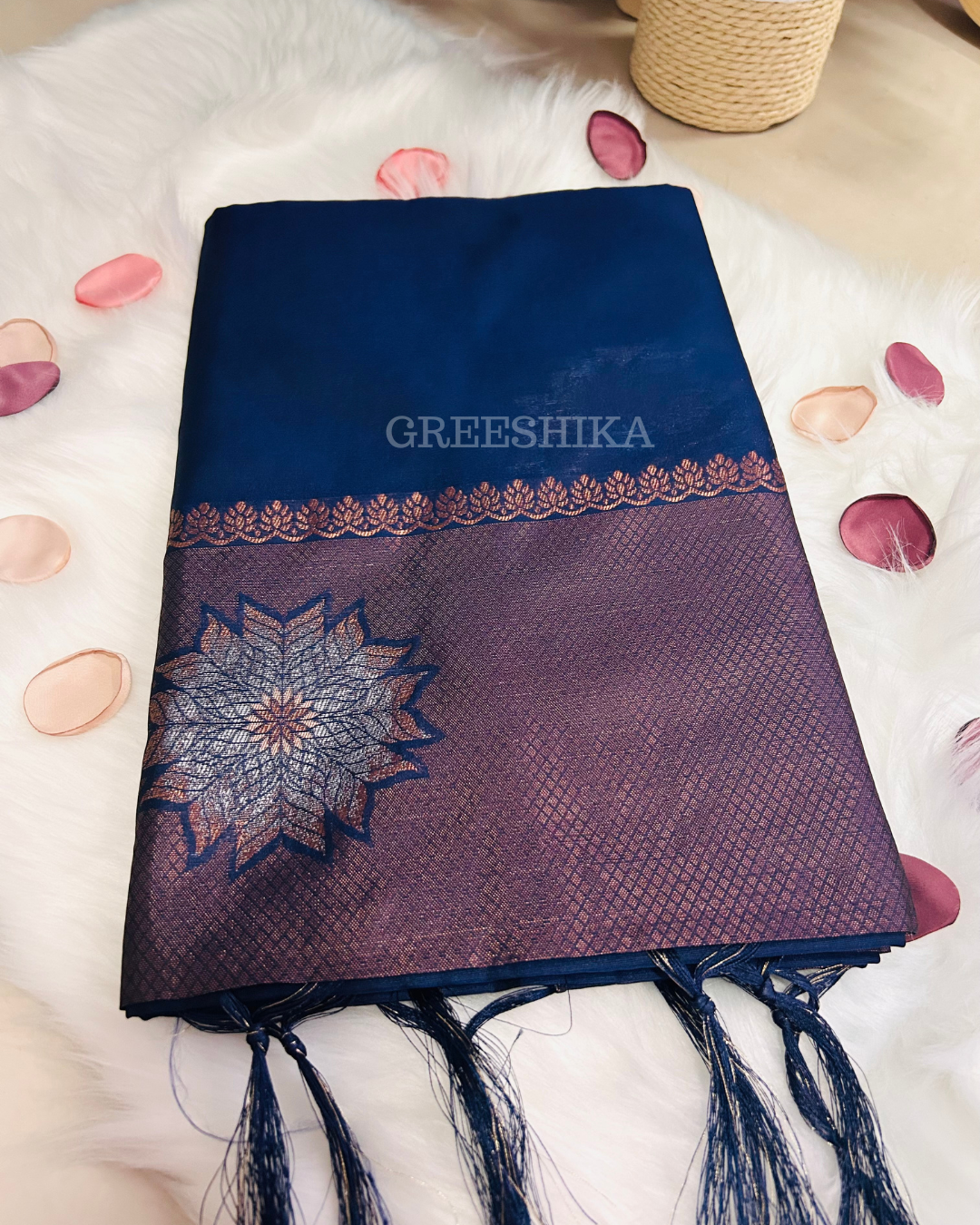 Banarasi SOFT SILK NAVY BLUE-SLB120