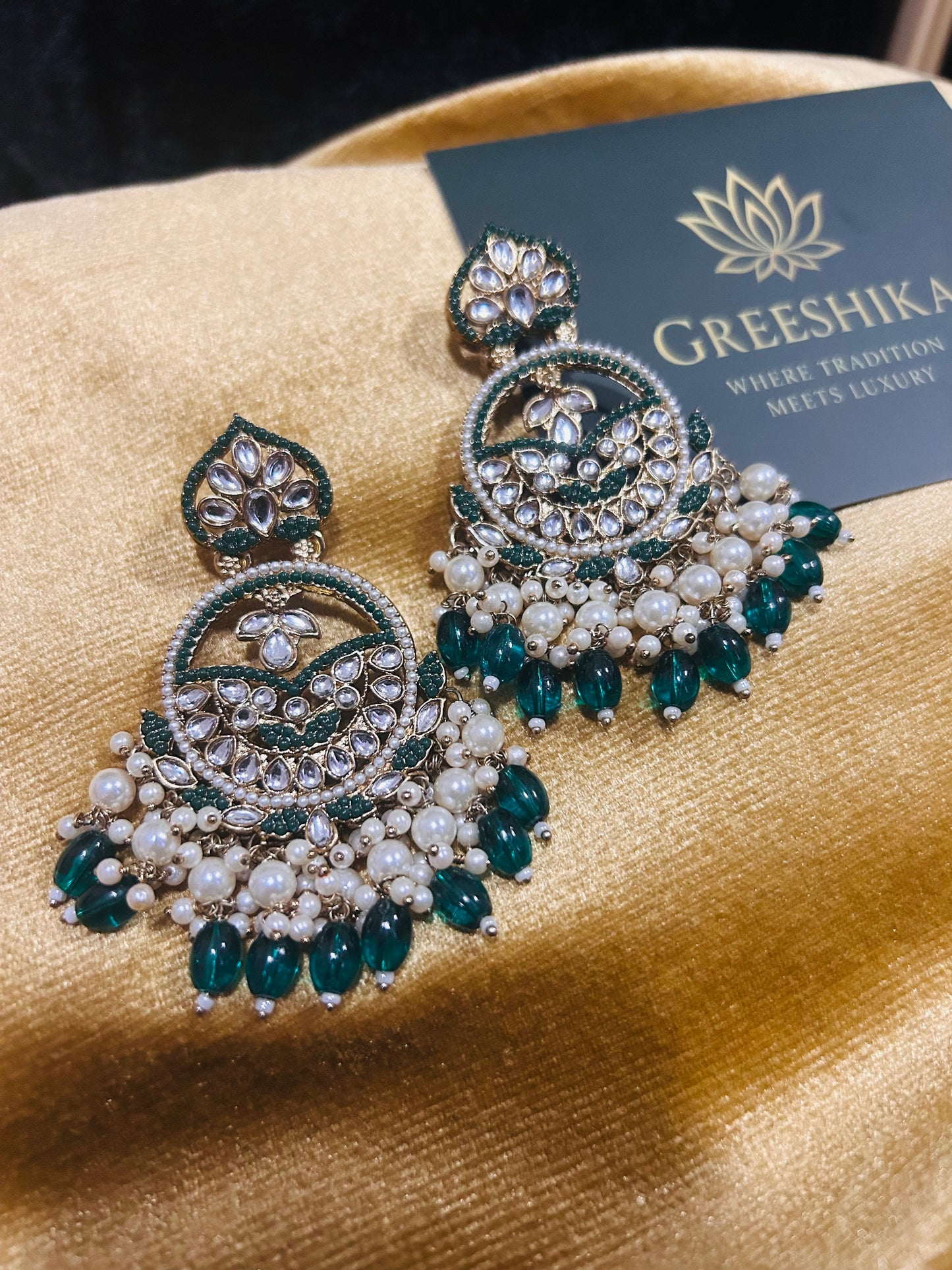 Kundan Chaandbali Green - KG107
