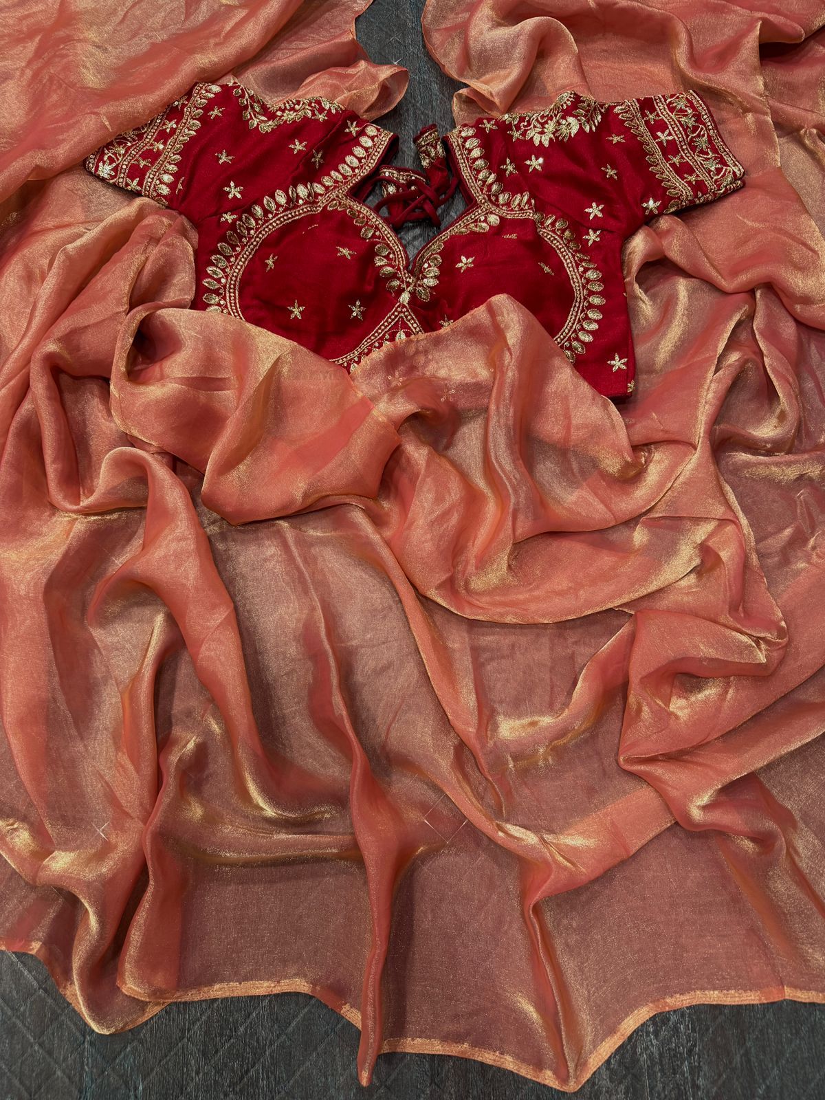 SPACE SILK SAREE-RED-SSR114