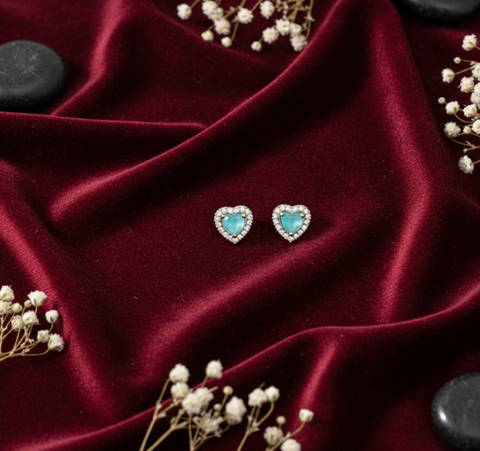 Heart Shaped Earrings- Jade stone