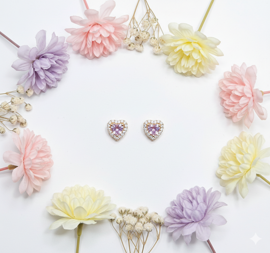 Heart Shaped Earrings- Pink
