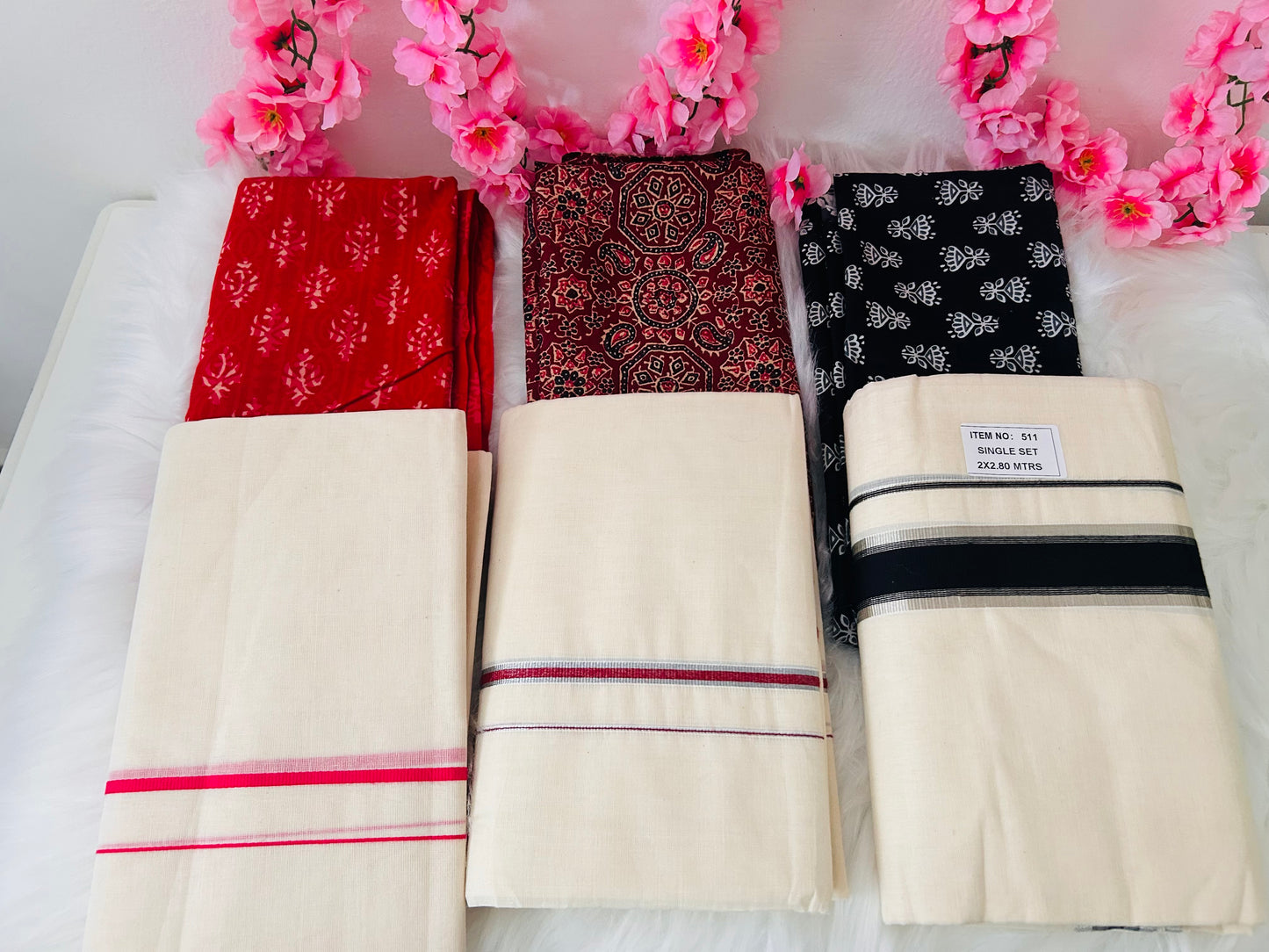 Set Mundu Saree - BLACK