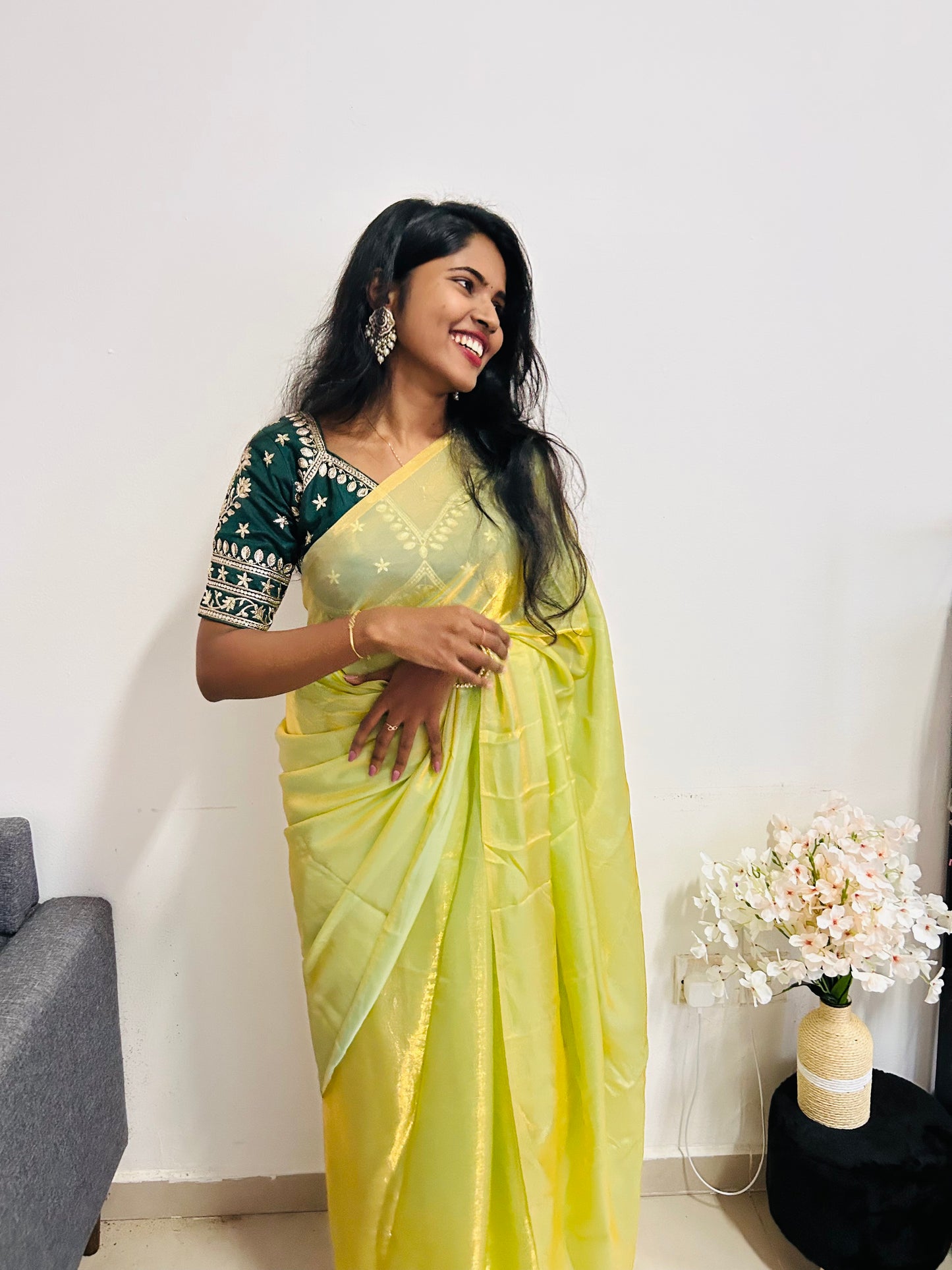 SPACE SILK SAREE GREEN-SSG113