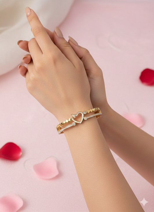 Gold Heart Bangle