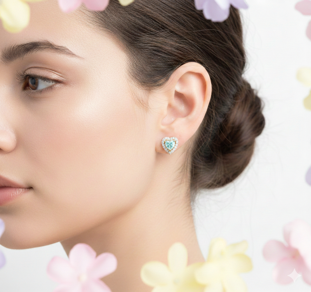 Heart Shaped Earrings- Jade stone