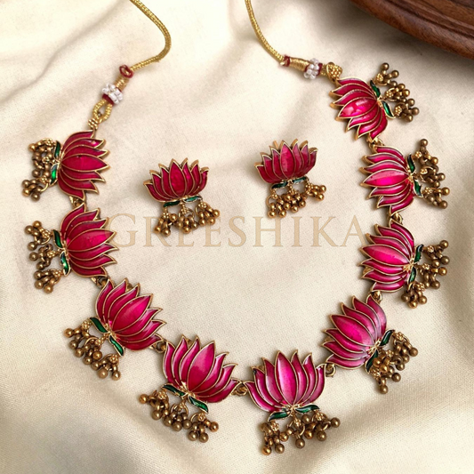 Lotus Enamel Necklace