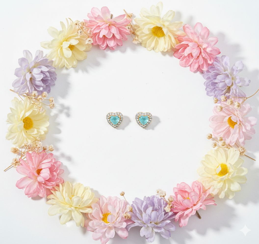 Heart Shaped Earrings- Jade stone