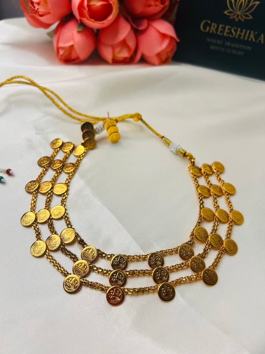 3 LAYERED LAKSHMI COIN NECKLASE