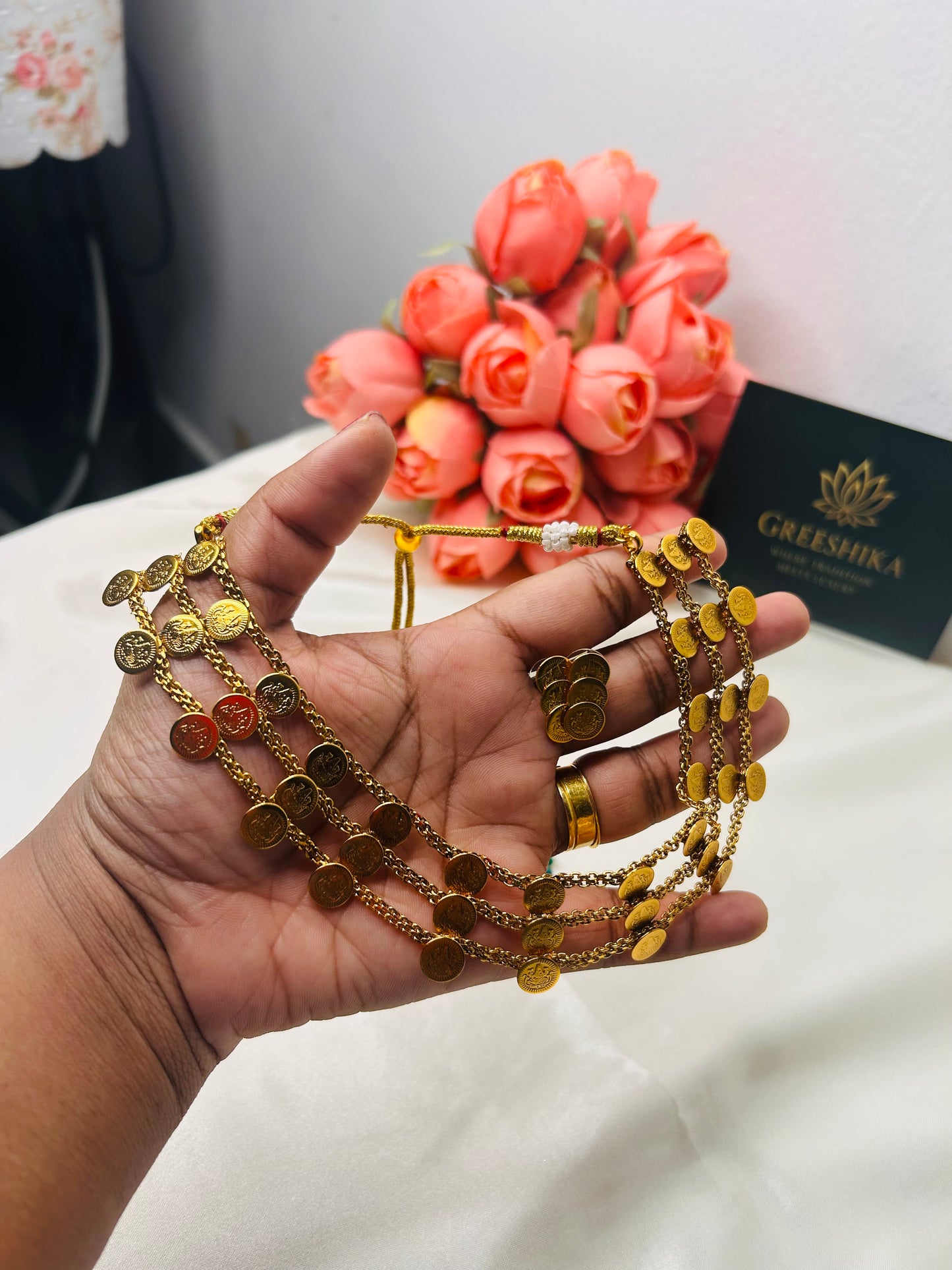 3 LAYERED LAKSHMI COIN NECKLASE