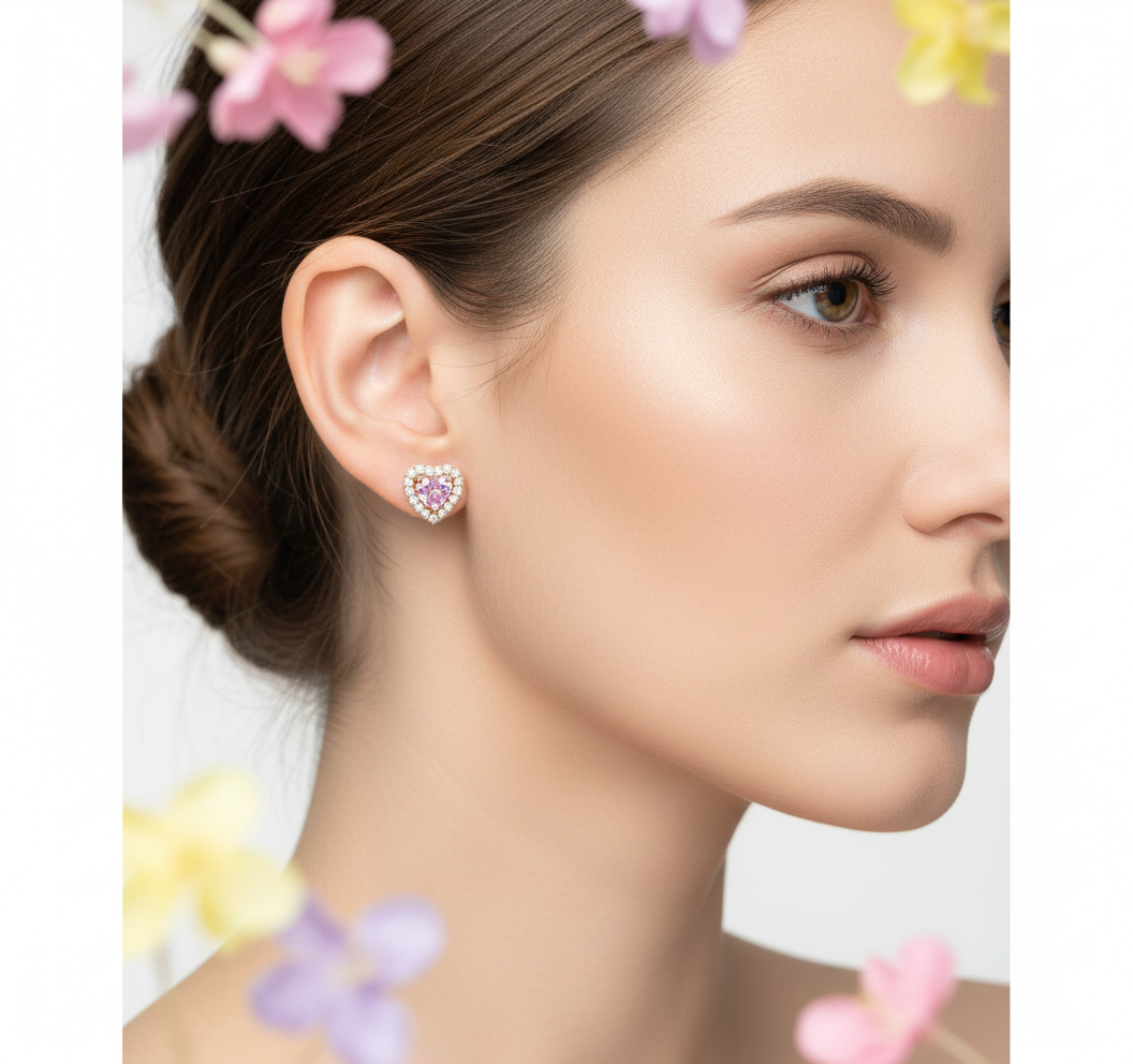 Heart Shaped Earrings- Pink