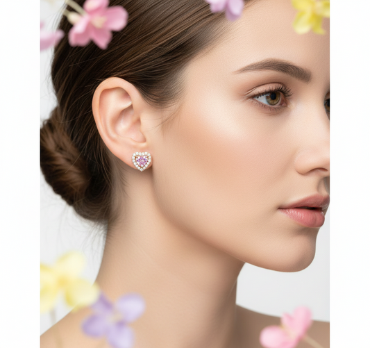 Heart Shaped Earrings- Pink