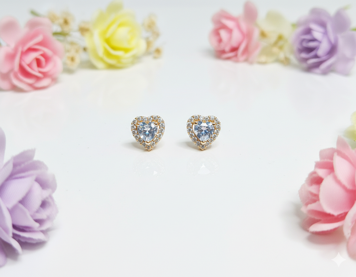 Heart Shaped Earrings- White