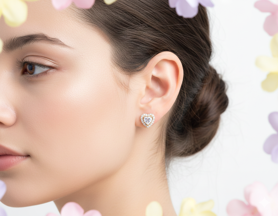 Heart Shaped Earrings- White