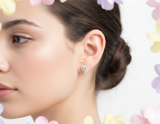 Heart Shaped Earrings- White