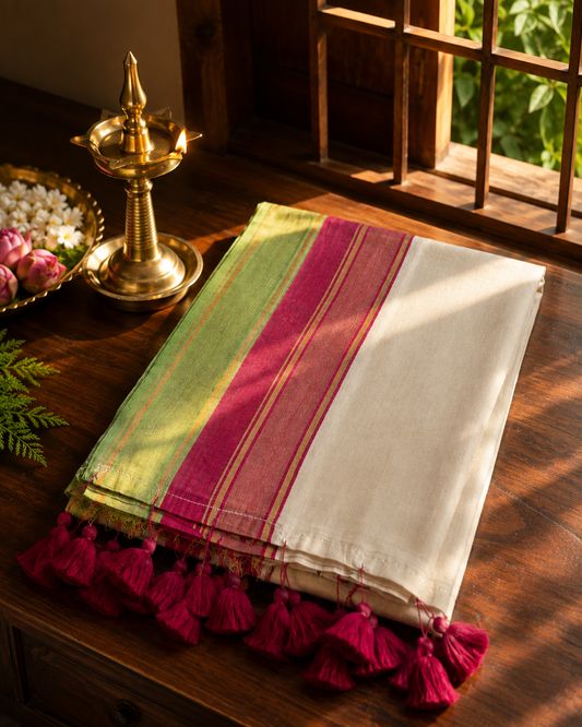 Mulcotton Saree With Kanchi Border - Mk01