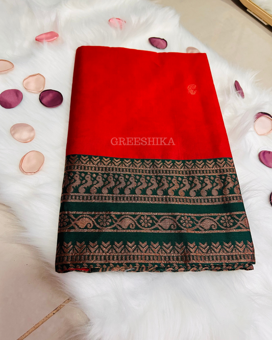 KALYANI SILK COTTON SAREE-RED-KPR139