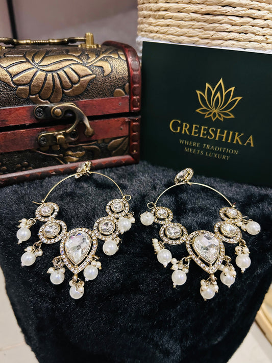 Kundan Chaandbali White - K103