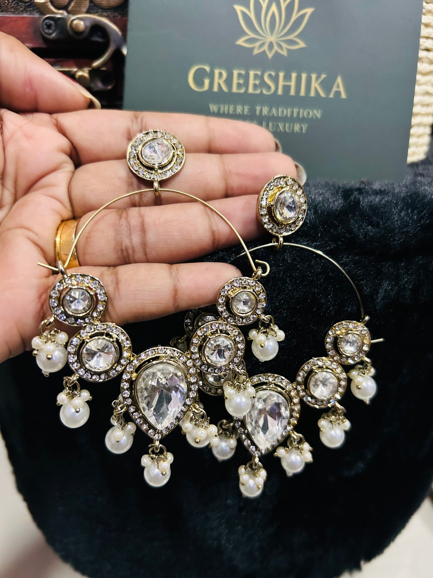 Kundan Chaandbali White - K103