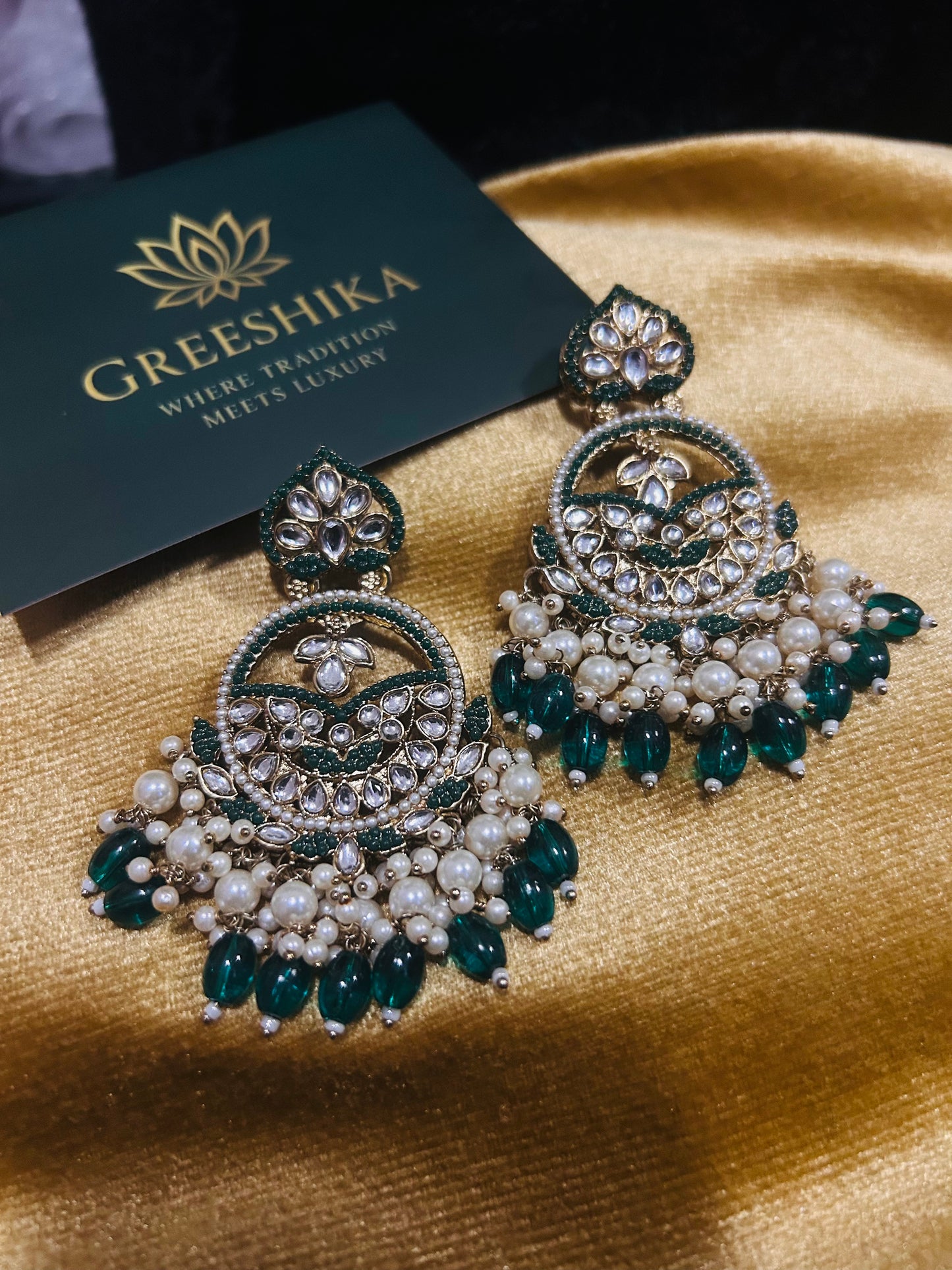 Kundan Chaandbali Green - KG107