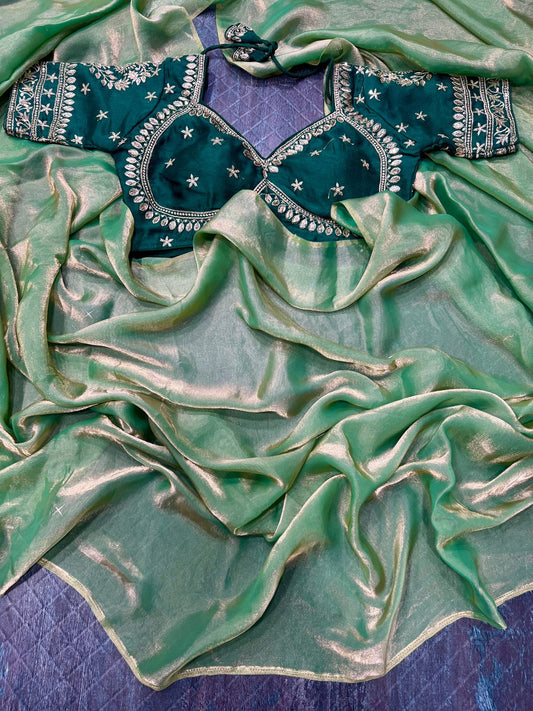 SPACE SILK SAREE GREEN-SSG113